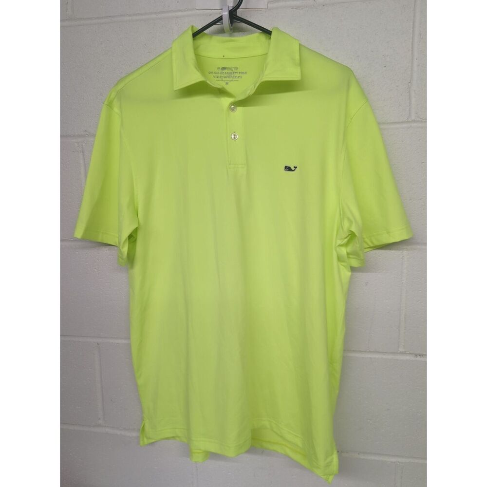 New mens Vineyard Vines medium neon green on the go sankaty polo bright Sz M